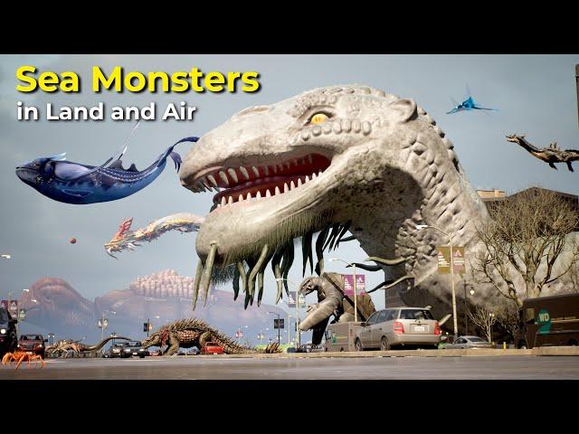 Most Famous Sea Monster Size Comparison but in Land and Air | #monster