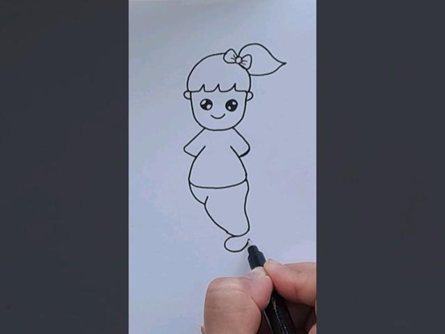 drawing girl easy for kids & toddlers #shorts