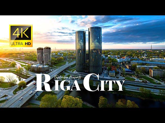 Capital & Largest City of Latvia  Riga in 4K ULTRA HD 60FPS Video by Drone