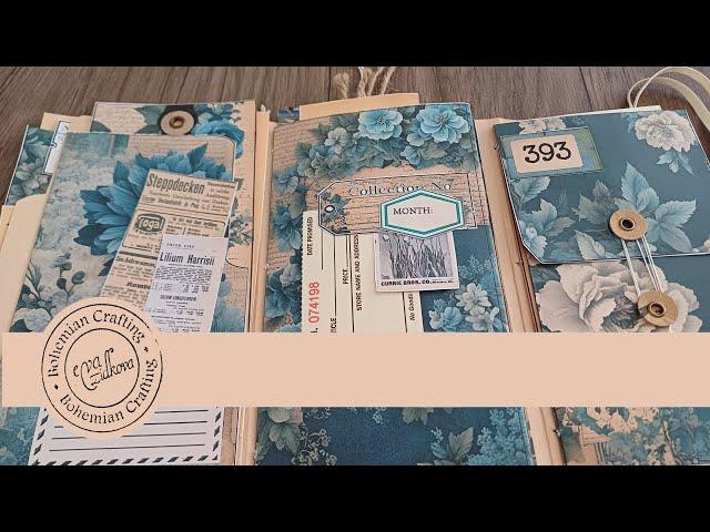 DIY Vintage Floral Blue Folder Kit | Decorative Folder with Pockets & Openings