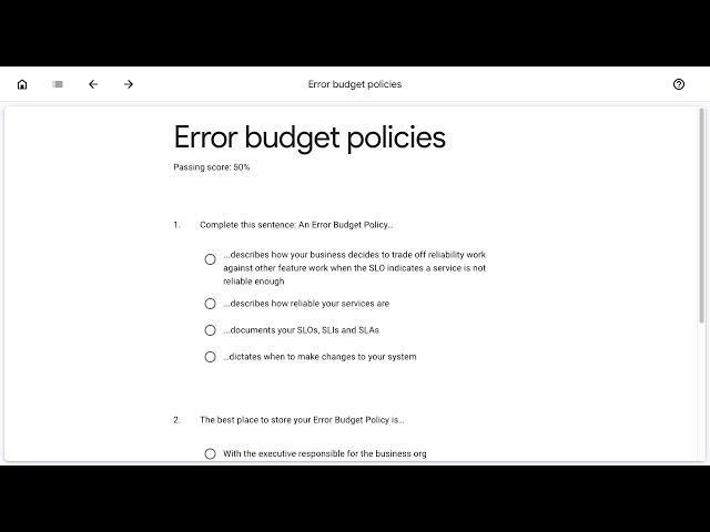 Error budget policies