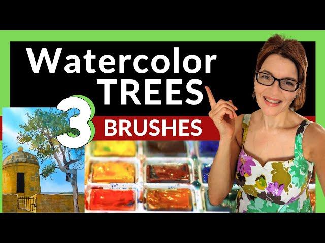 Watercolor Trees For Beginners (use THESE 3 Brushes!)