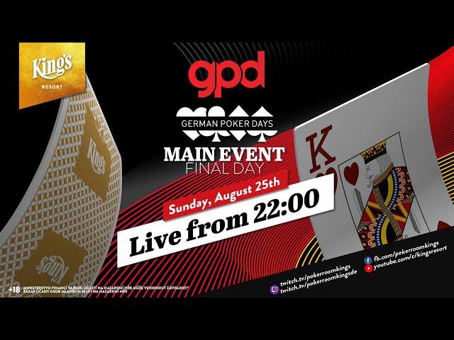  Final Day of €199 German Poker Days (GPD) NLH Main Event live from King's Resort  (tablesound)