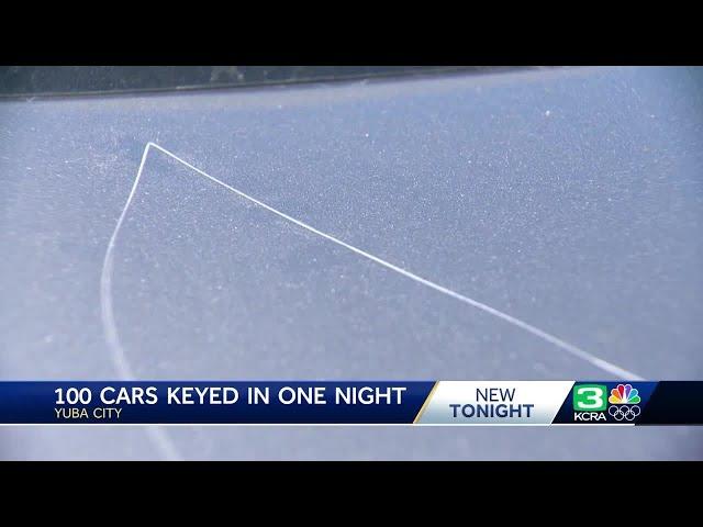 At least 100 cars in Yuba City were keyed in one night by one man