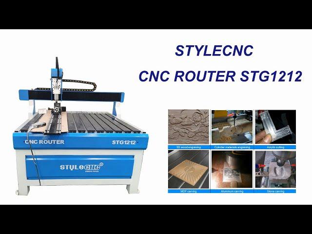 Advertising CNC router STG1212 with 4th rotary for cutting aluminum and wood.