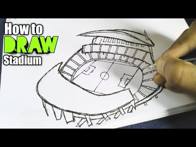 How to draw a Football / Soccer Stadium - Very Easy - SHN Best Art