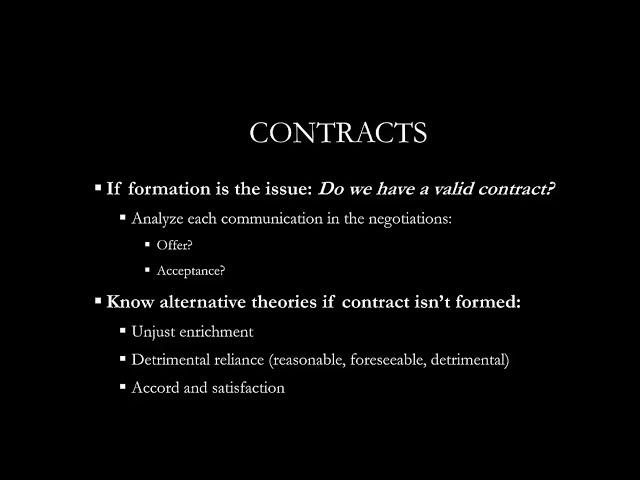 A webinar on core issues in contracts essays in bar exams - remedies are almost always included.