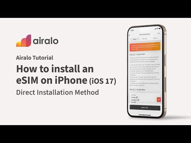 Airalo Tutorial | How to install an eSIM on iPhone (iOS 17): Direct Method