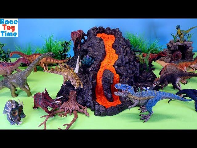 Schleich Dino Volcano Adventure Playset and Dinosaurs Toys For Kids - Lean Dinosaur Names