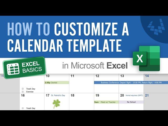 How to Customize A Calendar Template in Excel