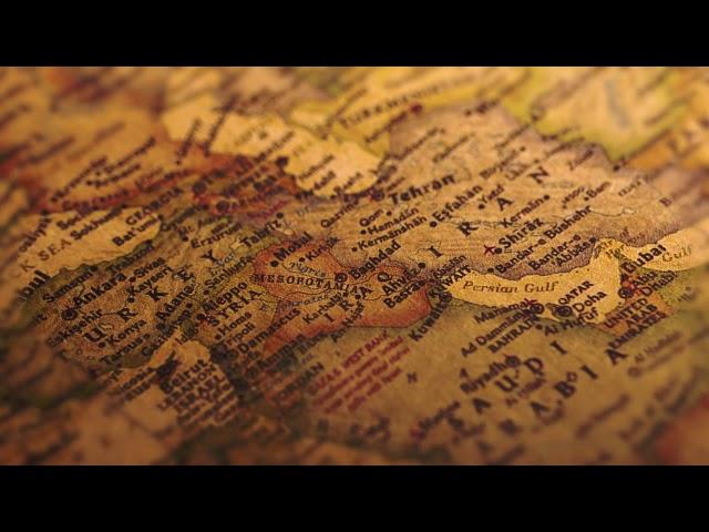 Antique Arabia map. Historical animation. Fly over the map. ( Video Background Stock Footage Free )