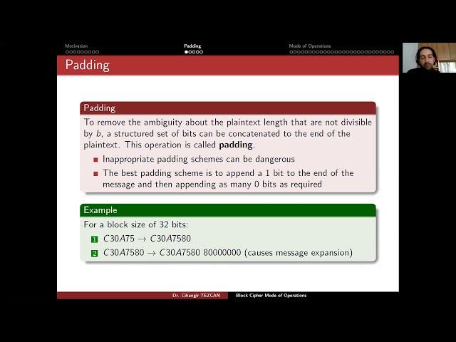 Applied Cryptology 4.2: Block Cipher Mode of Operations - Padding