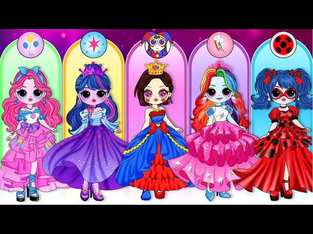 How To MLP Twilight Sparkle, Ladybug & Pomni Become Princess! | DIYs Paper Doll & Craft