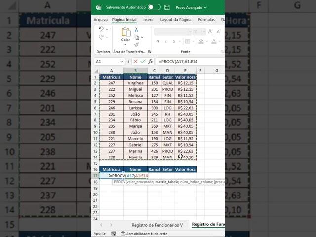 Retorne vários valores com a função PROCV