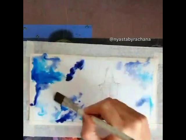 Watercolor painting tutorial for beginners : marble background