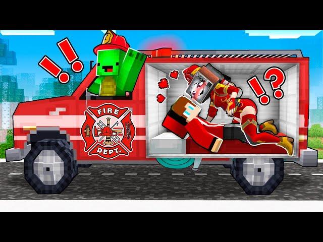 TV WOMAN firefighter CHEATS on MIKEY with JJ in the FIRE TRUCK TRUNK in Minecraft - Maizen