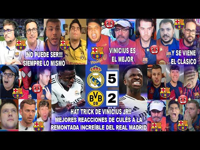 MEJORES REACCIONES DE CULÉS AL REAL MADRID 5-2 BORUSSIA DORTMUND CON HAT TRICK DE VINICIUS JR