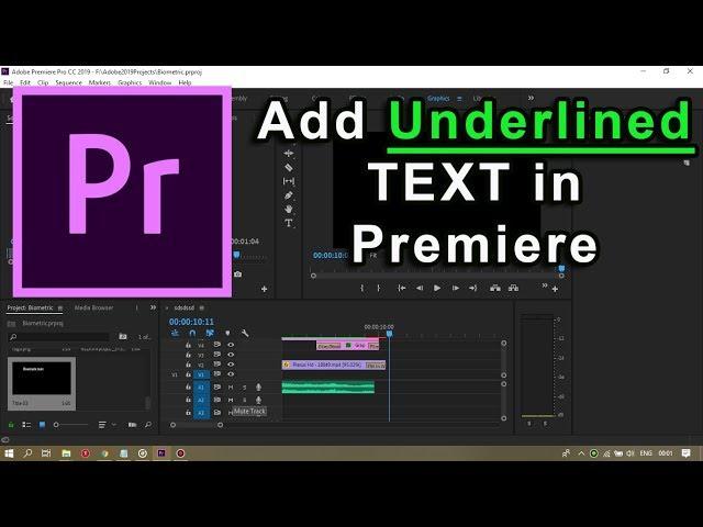How to add Underline for TEXT in Adobe Premiere CC 2019.