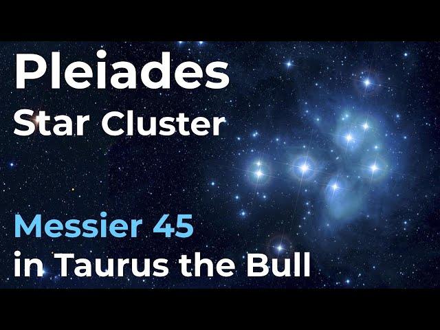 Pleiades Star Cluster (Messier 45) in Taurus the Bull Constellation