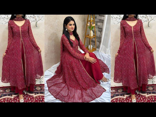 Dress From Saree/Anarkali Frock Cutting And Stitching/ 16 Kali Anarkali/Saree Reuse/Kurti Design