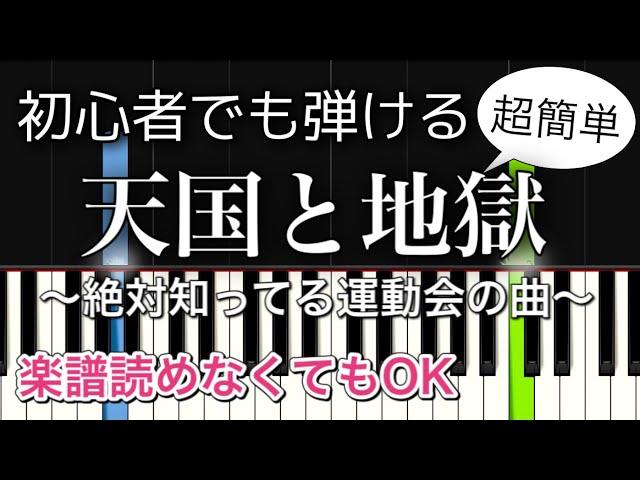 【運動会の曲】天国と地獄 (ピアノ簡単)【初心者向け・ドレミ付き】(Orpheus in Der Unterwelt～CAN CAN）