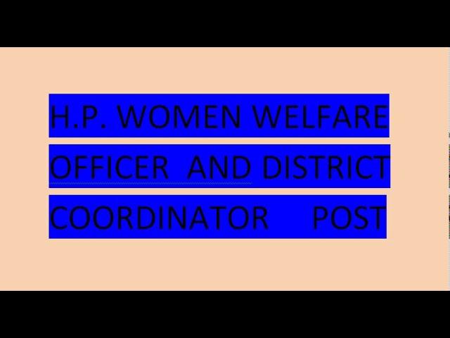 HP Women Welfare Officer Post