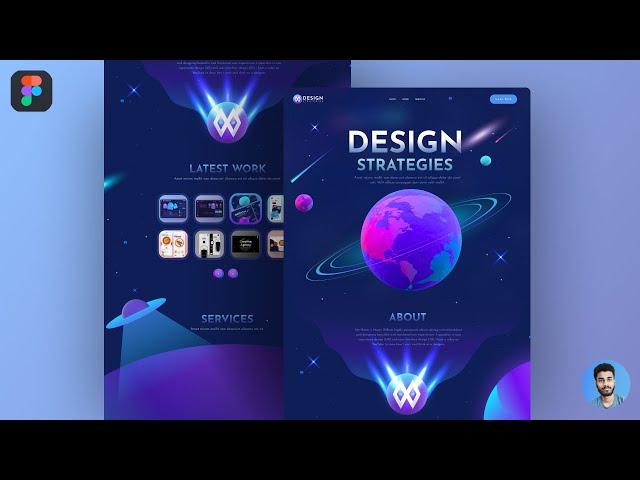 Creative Space Website Design Figma | 3D Web App Design 2022 Trends | PART -2 Design Tutorial