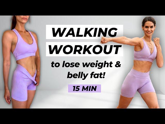 15 MIN WALKING CARDIO WORKOUT to LOSE BELLY FAT  | No Jumping, No Lunges