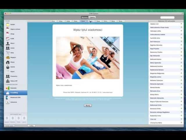 Program dla obsługi Klubu Fitness: obsługa mailingu w programie GYM System