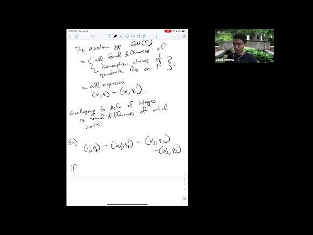 The algebra and the arithmetic of quadratic forms III - Akhil Mathew