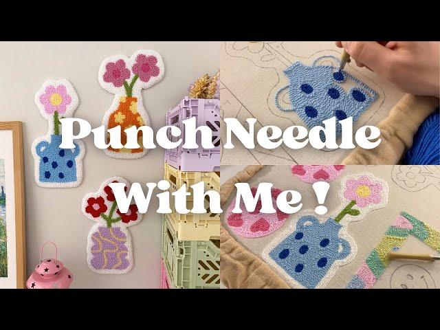 ASMR | Punch needle with me! Relaxing punch needle vlog for studying & work  ツ