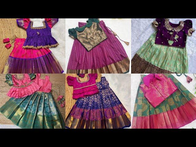 Latest Pattu Pavadai Designs For Girls | Pattu Langa Blouse Designs | Peplum Pattu Sattai Designs