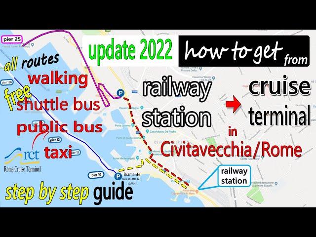 (updated Step by step route) Civitavecchia guide Railway station to cruise port #CruiseTravelVideos