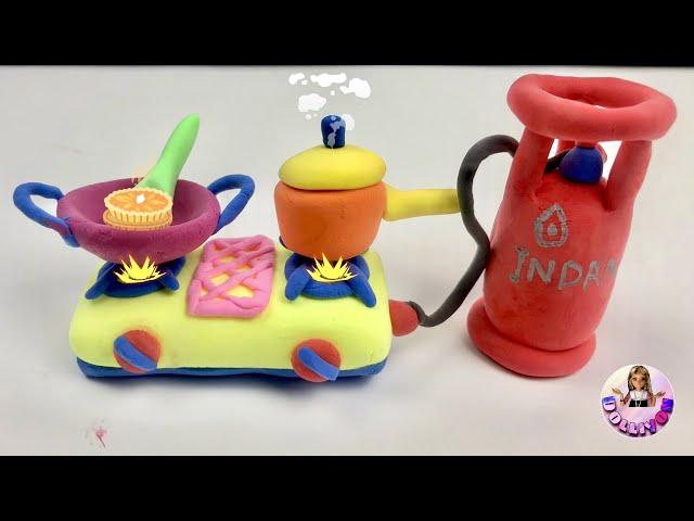 Amazing technique make kitchen set with polymer clay| Miniature clay kitchen set| Primitive kitchen