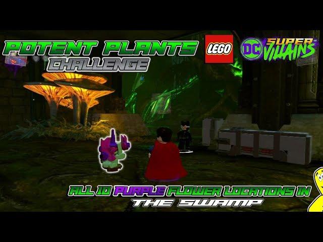 Lego DC Super-Villains: Potent Plants CHALLENGE (All 10 Purple Flower Locations) - HTG