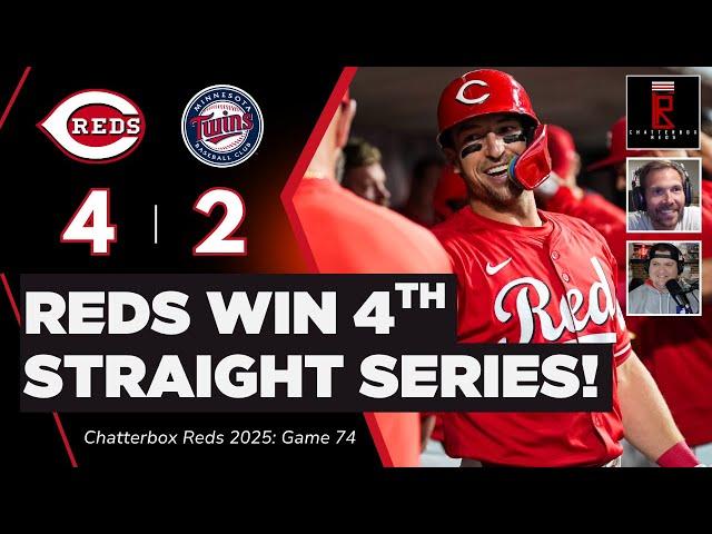 Cincinnati Reds STAY HOT! Beat Minnesota Twins in Rain Shortened Game | Chatterbox Podcast, Recap