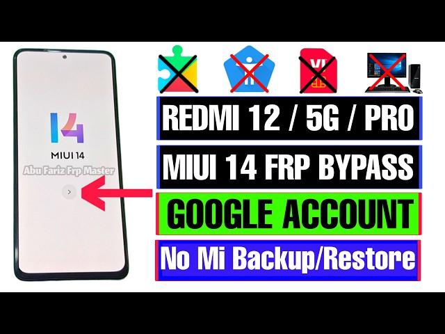 Redmi 12 MIUI 14 FRP Bypass Without PC | Redmi 12 Google Account Unlock |Without Backup/Restore 2024