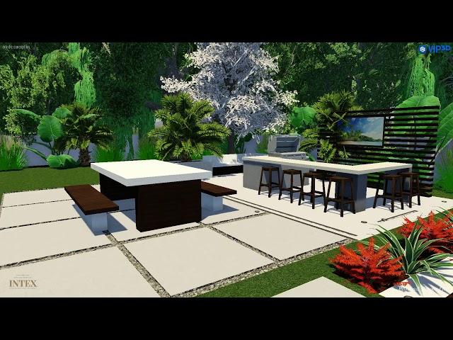 Swimming Pool and Backyard Design 3D Model