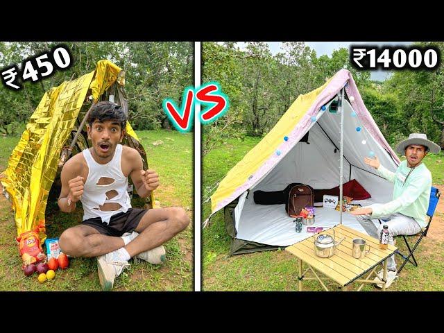 Overnight Jungle Survival Challenge | low budget jungle House Challenge ₹450 VS ₹14000 ️