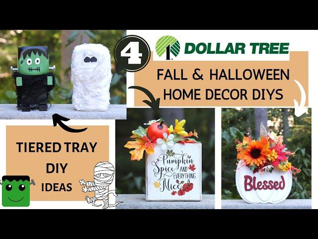 NEW DOLLAR TREE FALL & HALLOWEEN DIYS | TIERED TRAY DECOR | EASY HIGH END HOME DECOR  CRAFT IDEAS