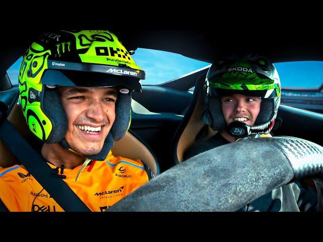 Lando Norris Teaches Oliver Solberg How To Drive Silverstone