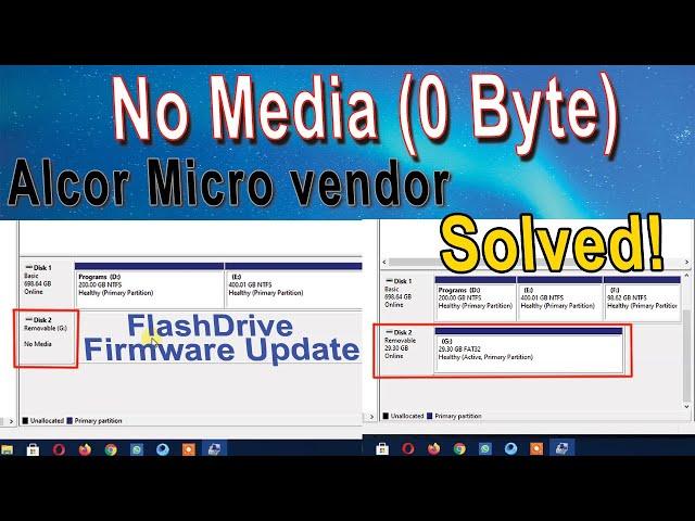 How to Fix Pen/USB Flash Drive no Media 0 byte, Alcor Micro vendor USB