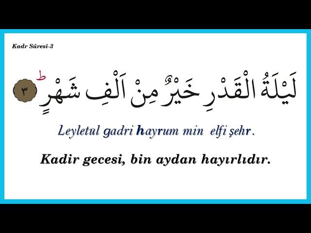 KADİR SURESİ TALİMİ ARAPÇA VE TÜRKÇE GÖRSELLİ OKUYAN :İBRAHİM AKÇER