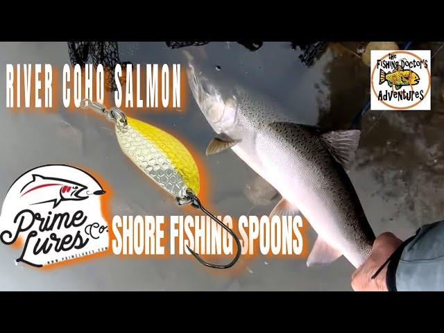 Coho Salmon Shore Fishing with Prime Lures Spoons on Tidal Fraser River