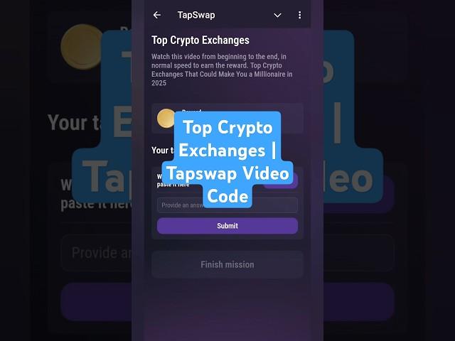 Top Crypto Exchanges | Tapswap Video Code