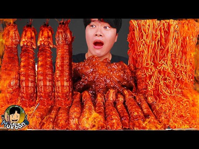 ASMR MUKBANG | FIRE Noodle, Spicy Seafood boil, Octopus recipe ! eating