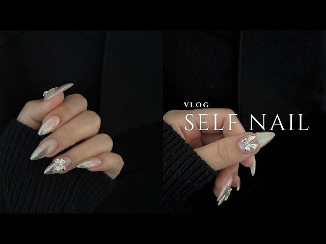 [Self nail] 셀프 네일 브이로그 | 네일샵 원장 셀프 네일 | 네일 튜토리얼 | 파우더 네일 | 파우더 그라 | 실버 네일 | 힙한 네일 | 네일샵 브이로그