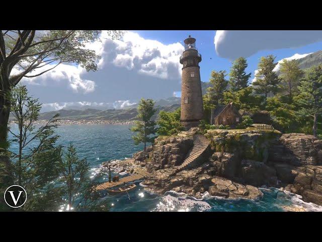 Lighthouse Ambience | Day & Sunset | Seagulls, Birds, Ocean Waves & Nature Sounds