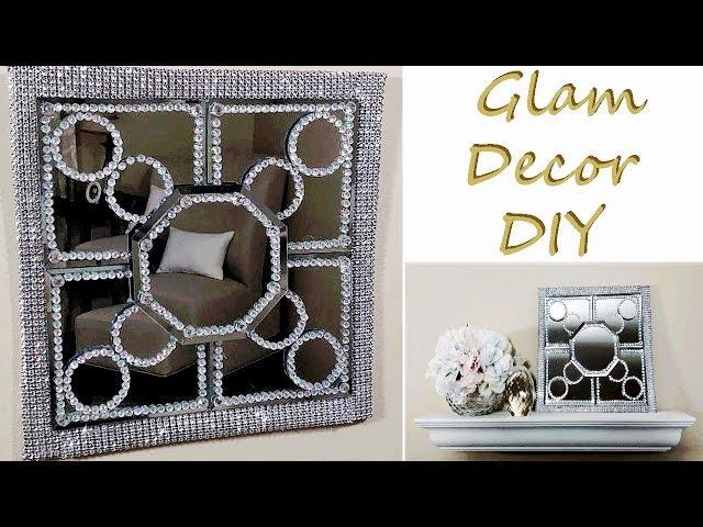 Dollar Tree DIY Glam Geometric Mirror Bling Wall Decor