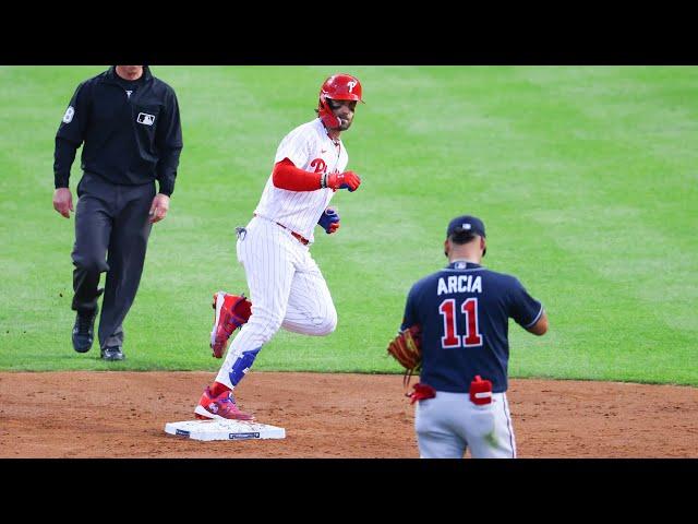 Bryce Harper Stares Down Orlando Arcia on Both of His Home Runs | 2023 MLB Postseason